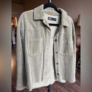 ZARA Sage Corduroy Shacket